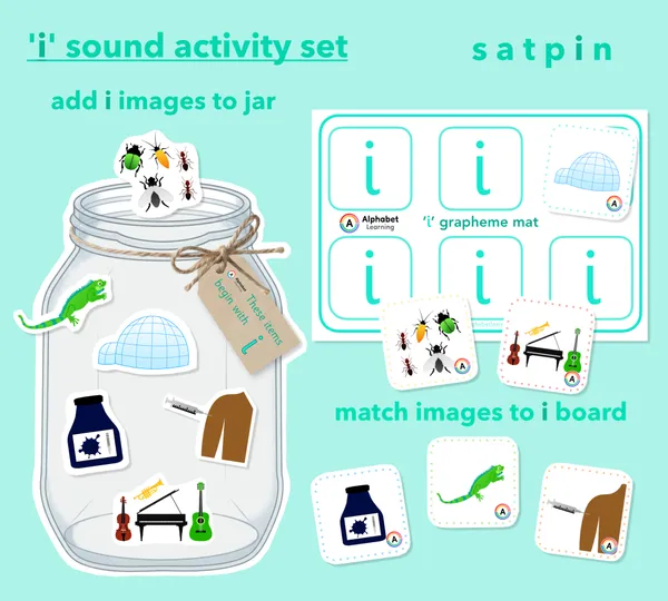satpin Phase 2 jars: initial letter i cards and mats