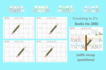 Counting in 2s to 100/200 Socks with Recap Questions additional preview 2