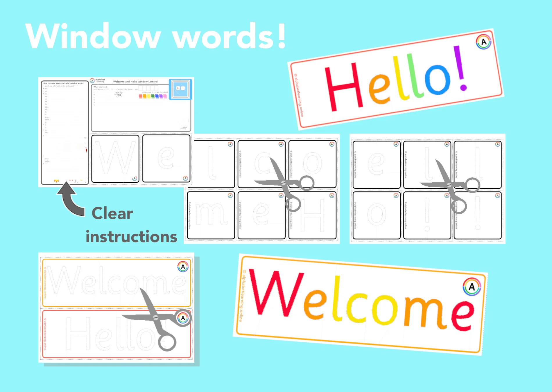 Hello/Welcome words for window display