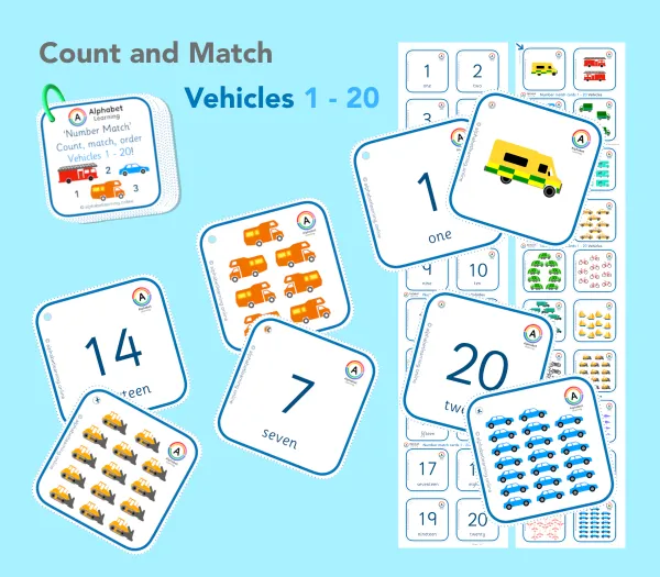 Number Matching Set 1 - 20 - Vehicles