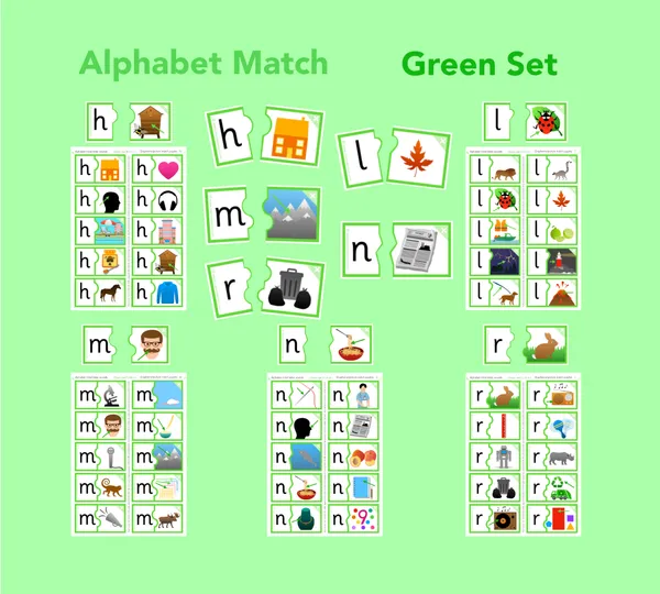 Alphabet match - sounds h l m n r puzzles (ages 3-6)