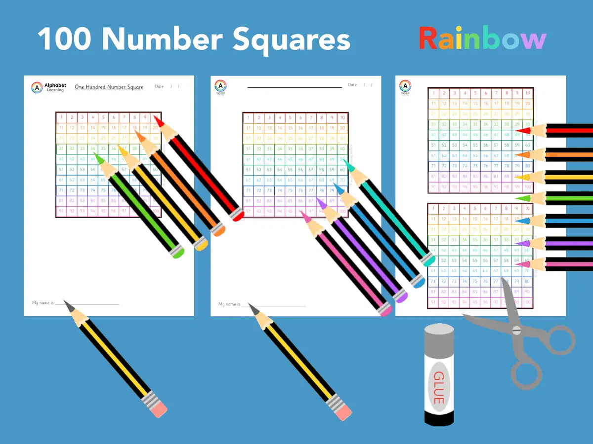 Number Squares (to 100) Rainbow main preview