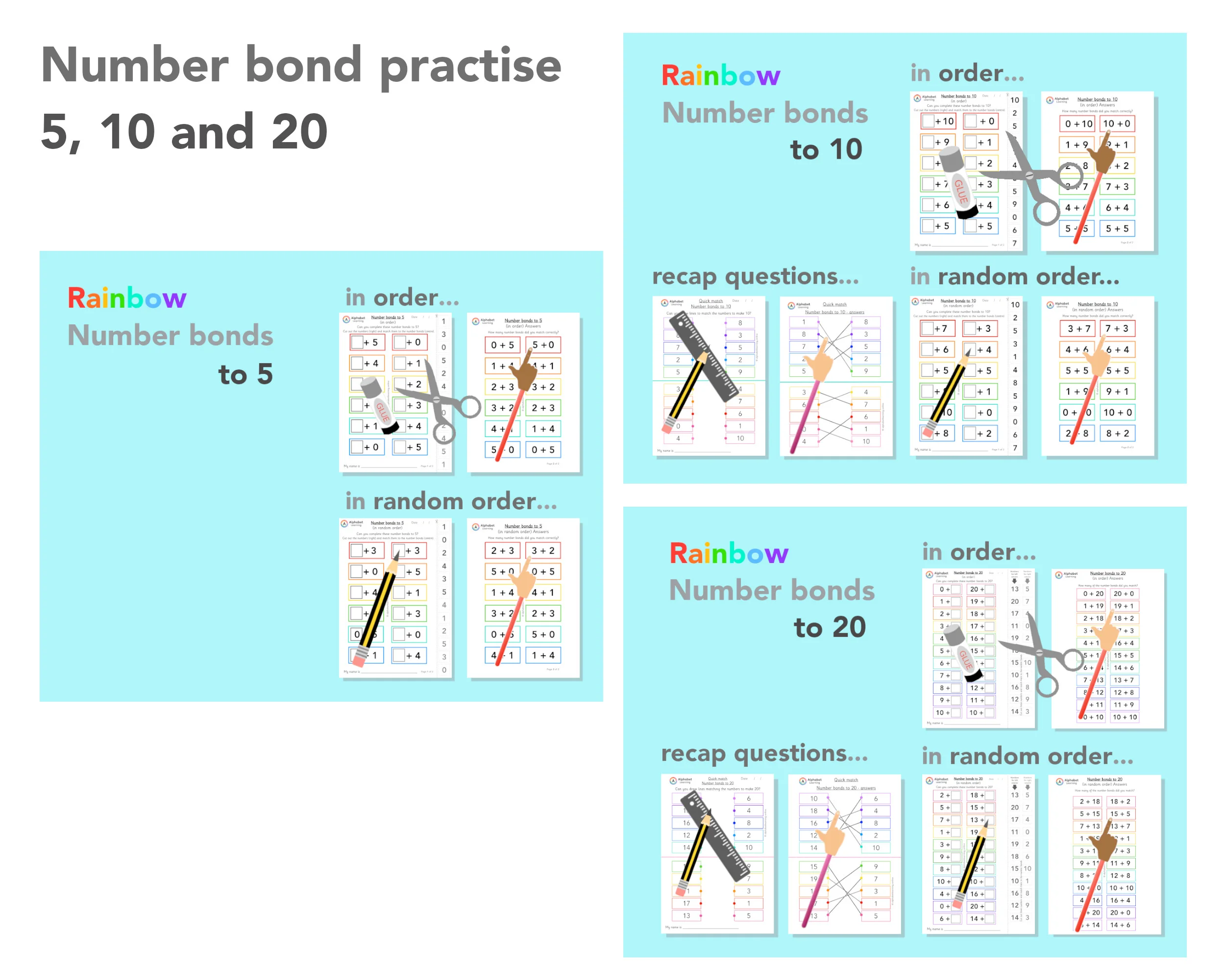 Number bonds to 5/10/20 In order/random order