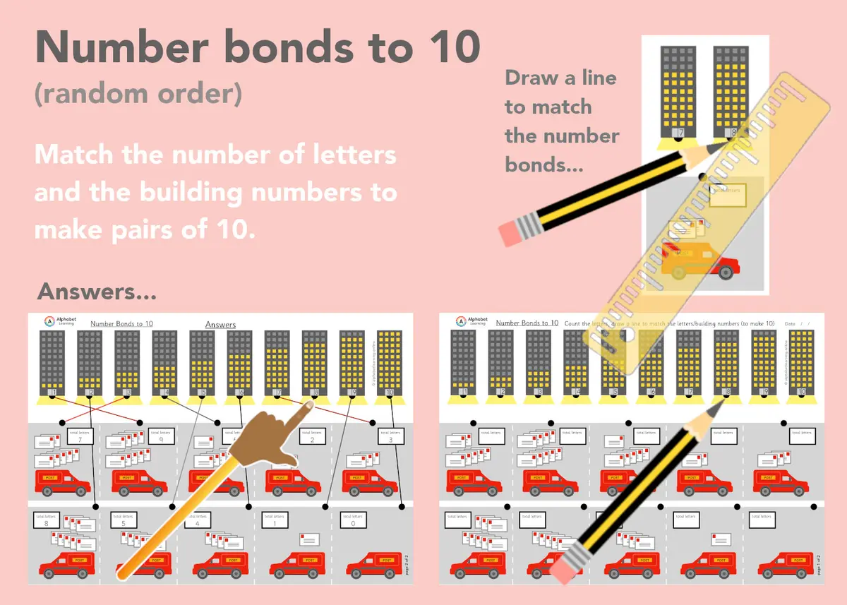 Number bonds to 10 (Random order) Post vans main preview