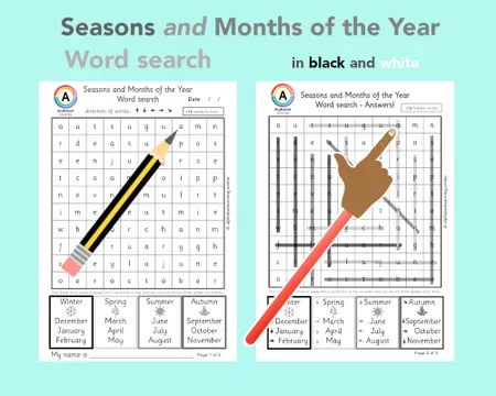 Wordsearch Seasons and Months of the Year additional preview 1