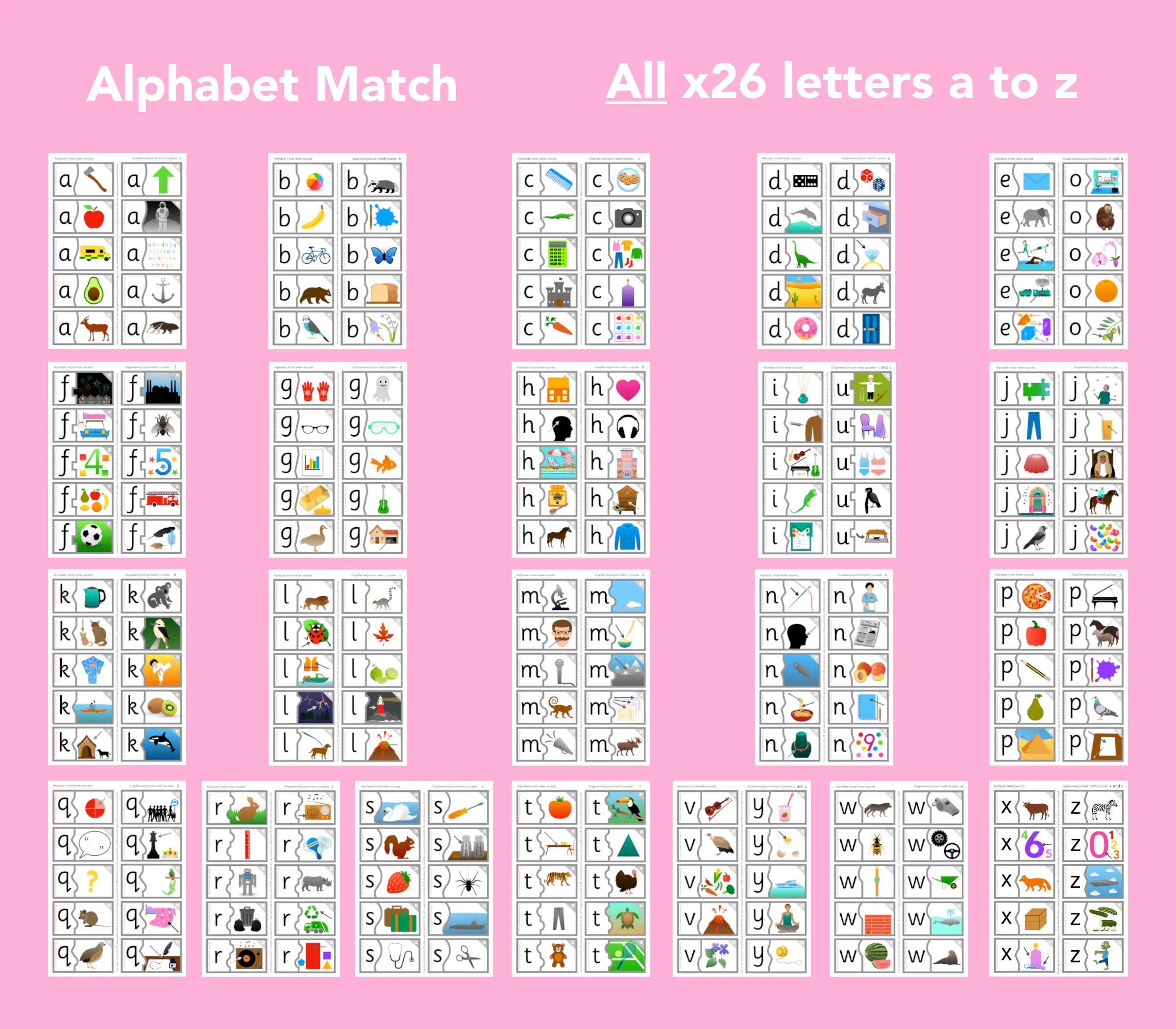Alphabet match ALL x26 letters (grey set) main preview