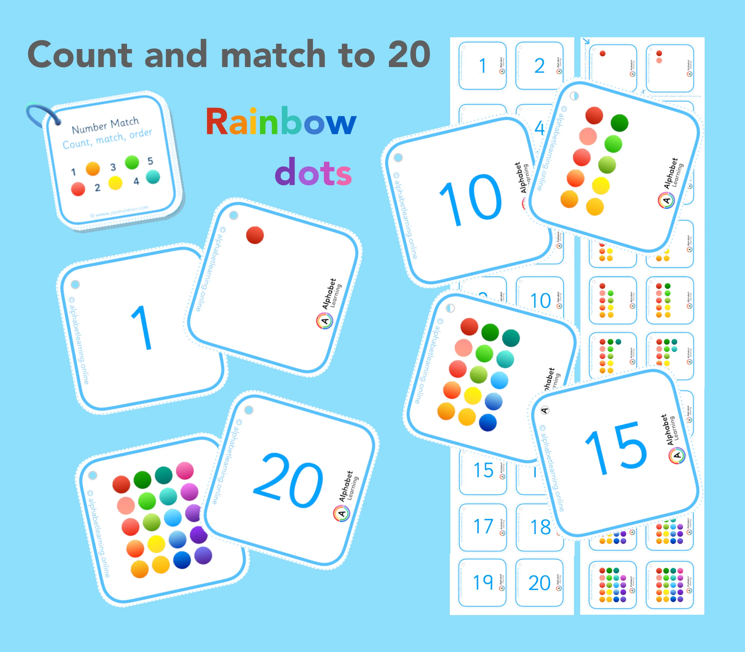 1 - 20 Number Matching - Rainbow Dots