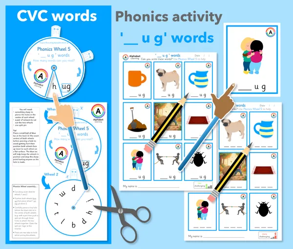 Phonics Wheel CVC '-ug' Words