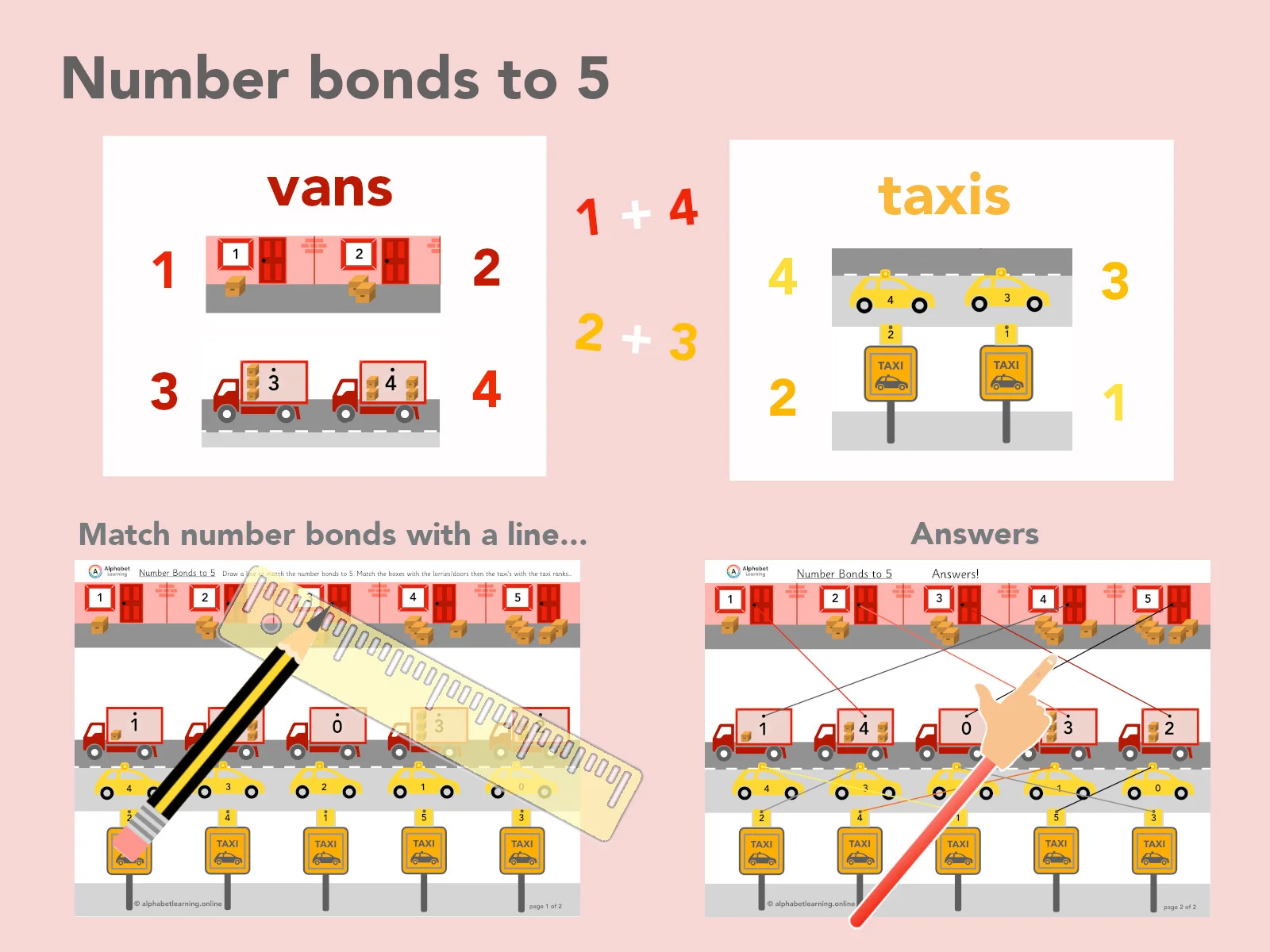 Number bonds to 5 Vans/taxis