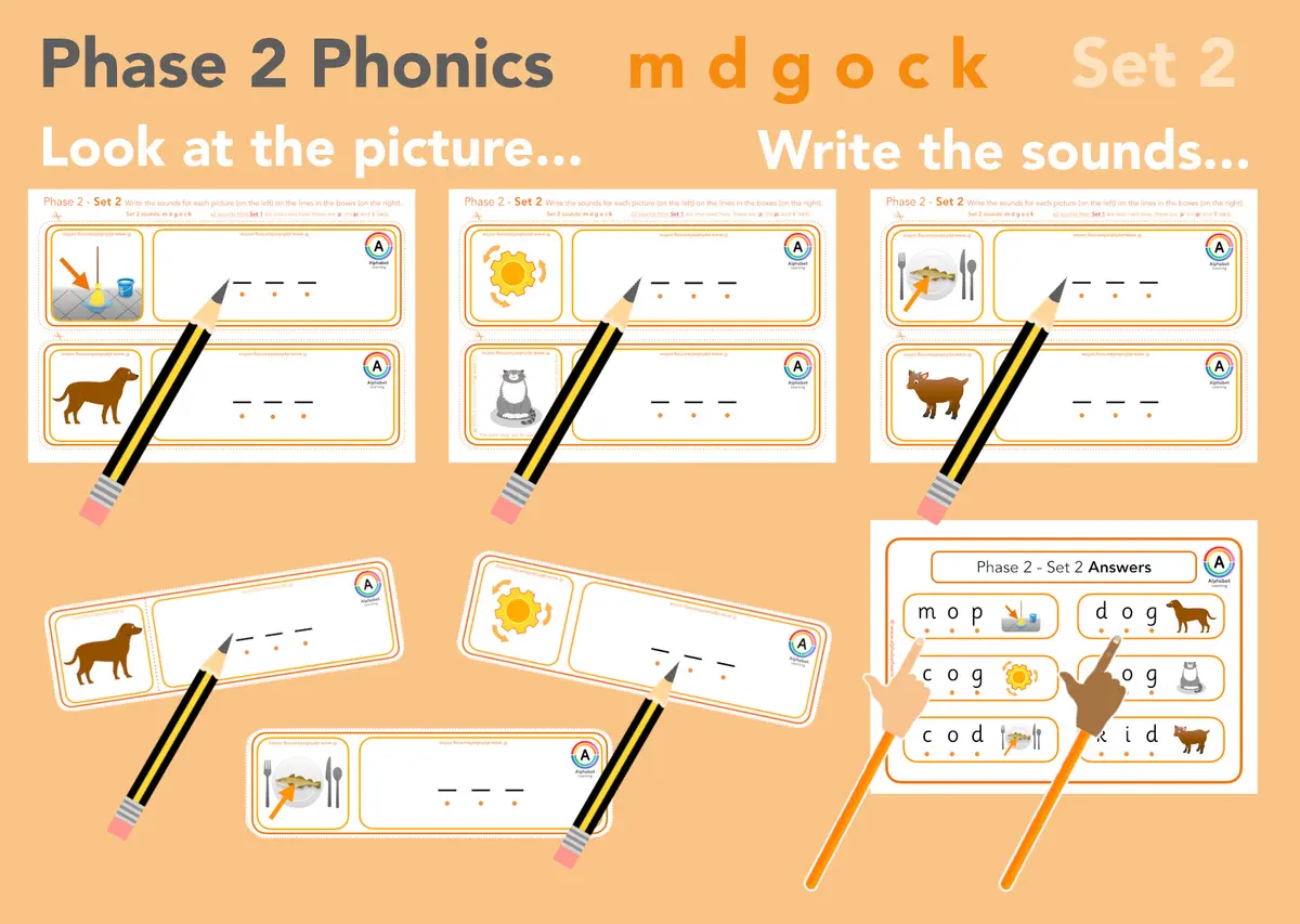 mdgock Phase 2 writing CVC words (Orange Set 2 of 4) main preview