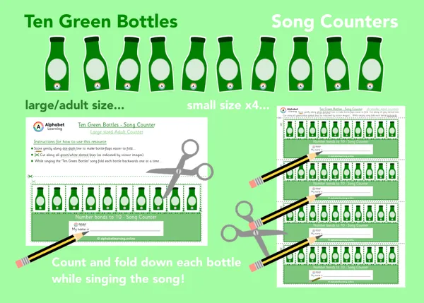 Ten Green Bottles - Song Counters (x2 sizes)
