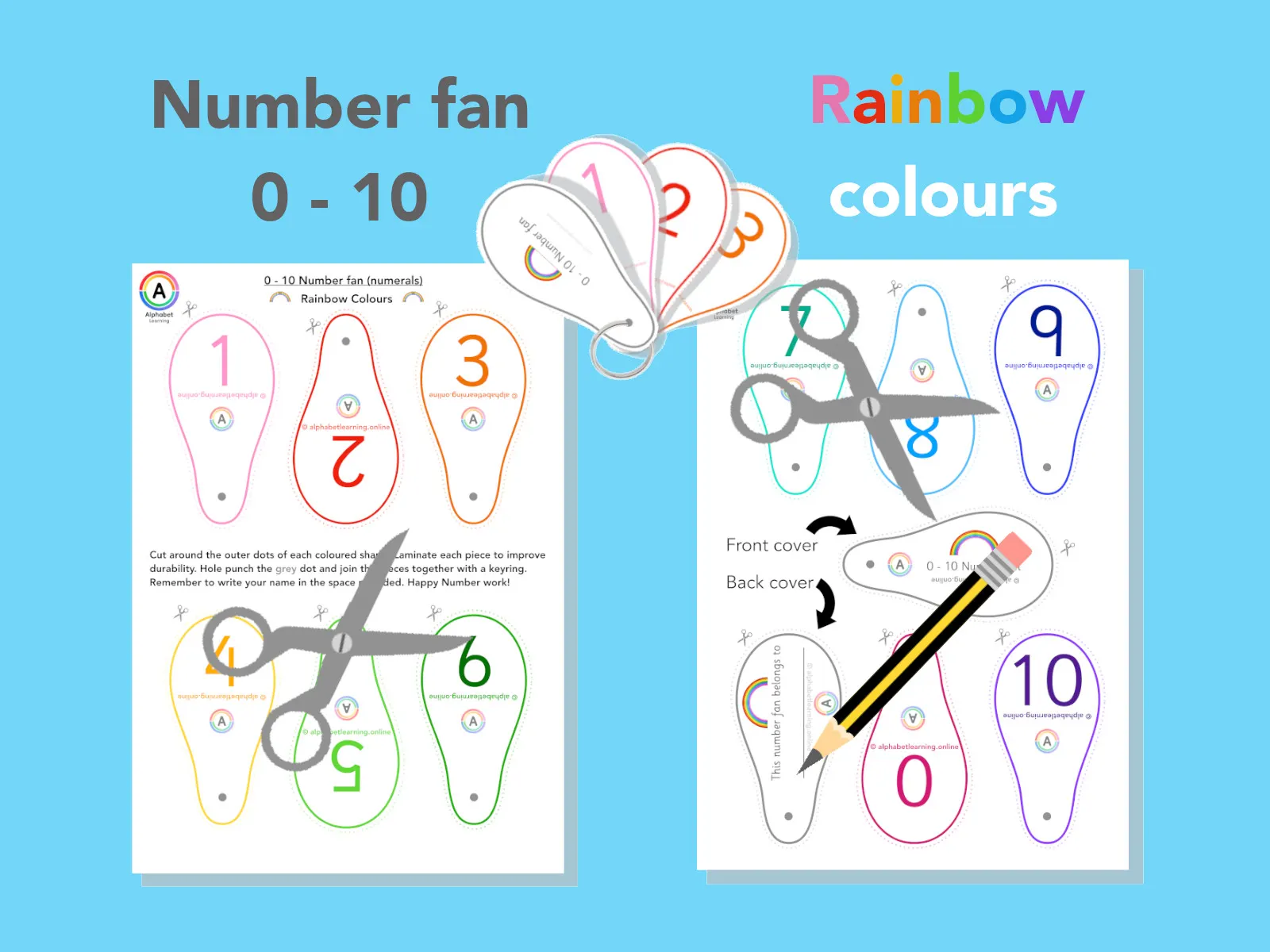 0 - 10 Number fan (Rainbow colours) main preview