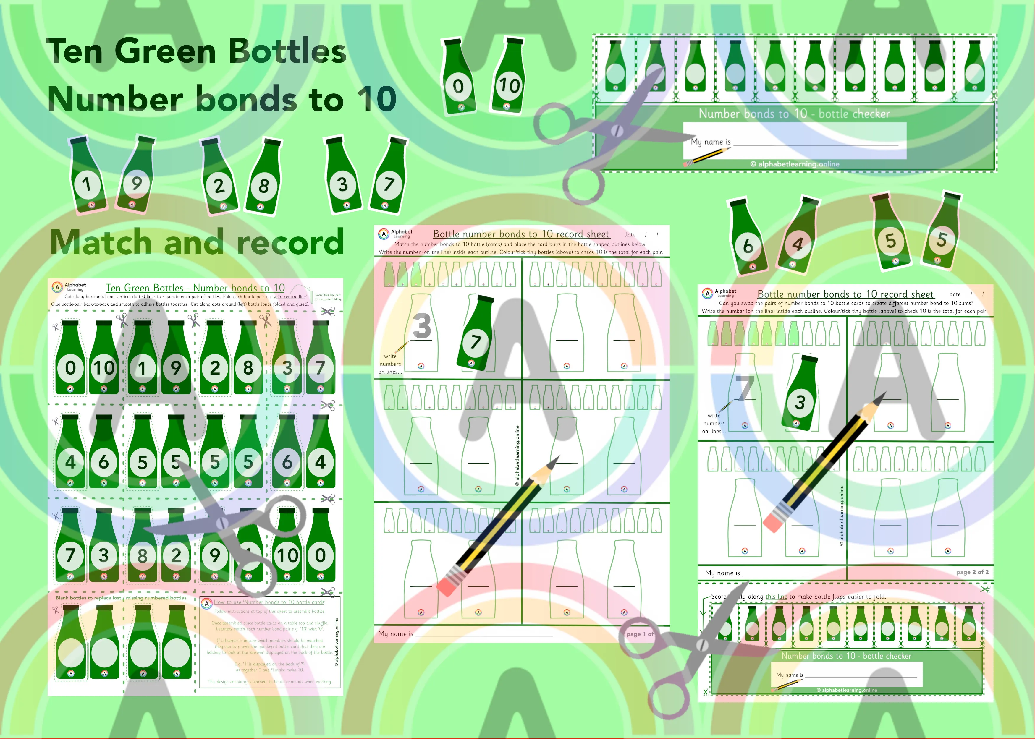 Number bonds to 10 matching Green Bottles main preview
