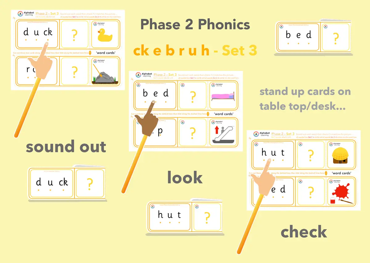ck e u r h b Phase 2 reading CVC words (Yellow Set 3 of 4) main preview