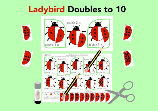 Doubles to 10 in order Ladybirds