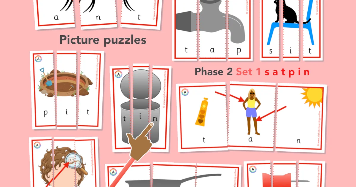 Phonics Phase 2 Word/picture puzzles (s a t p i n) Set 1 | Alphabet ...
