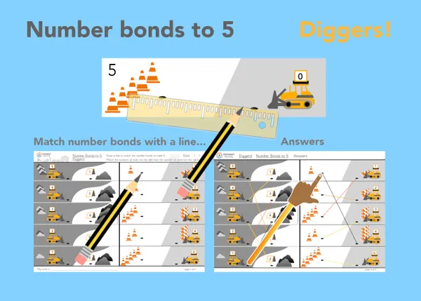 Number bonds to 5 Diggers
