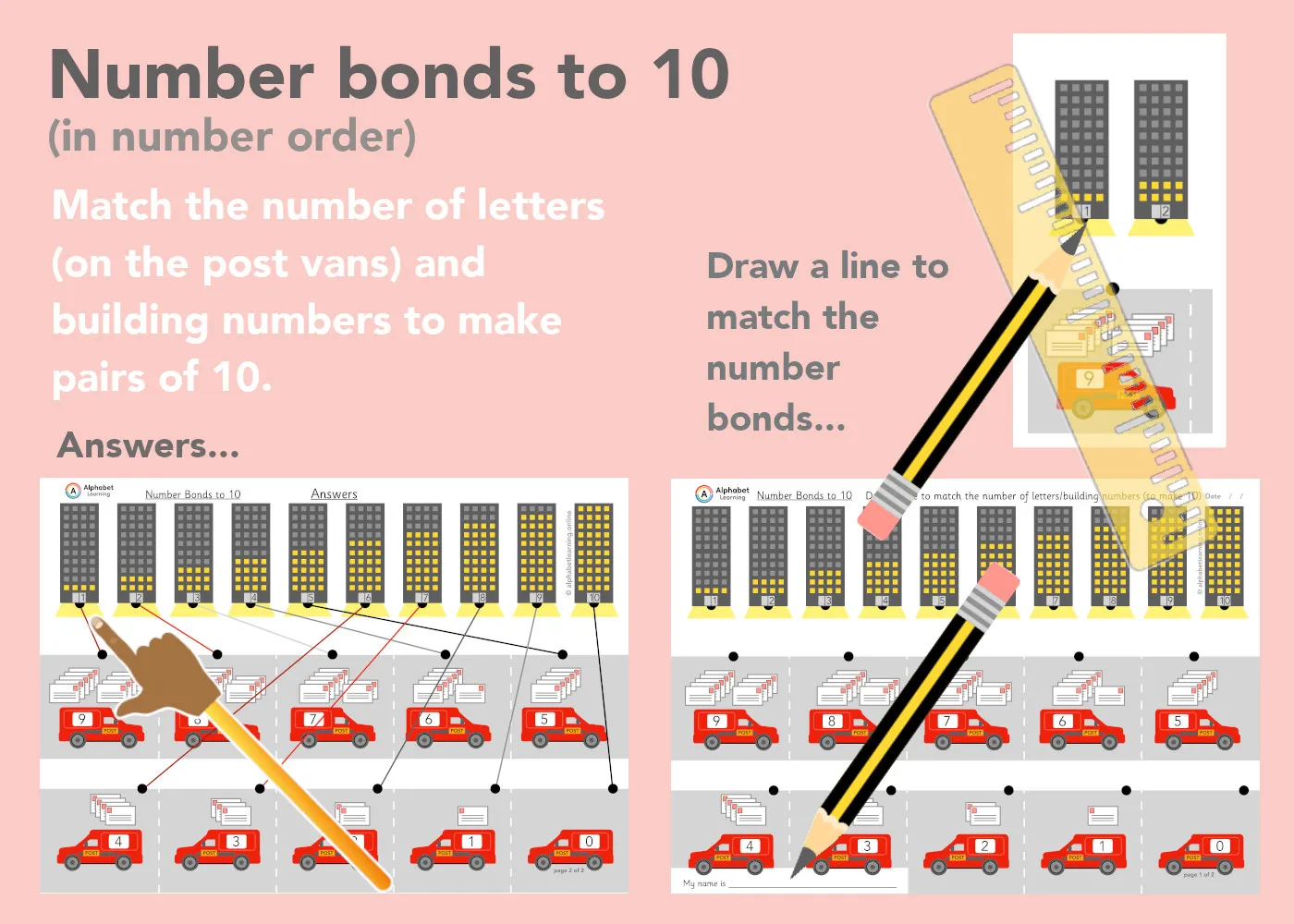 Number bonds to 10 (in order) Post vans main preview