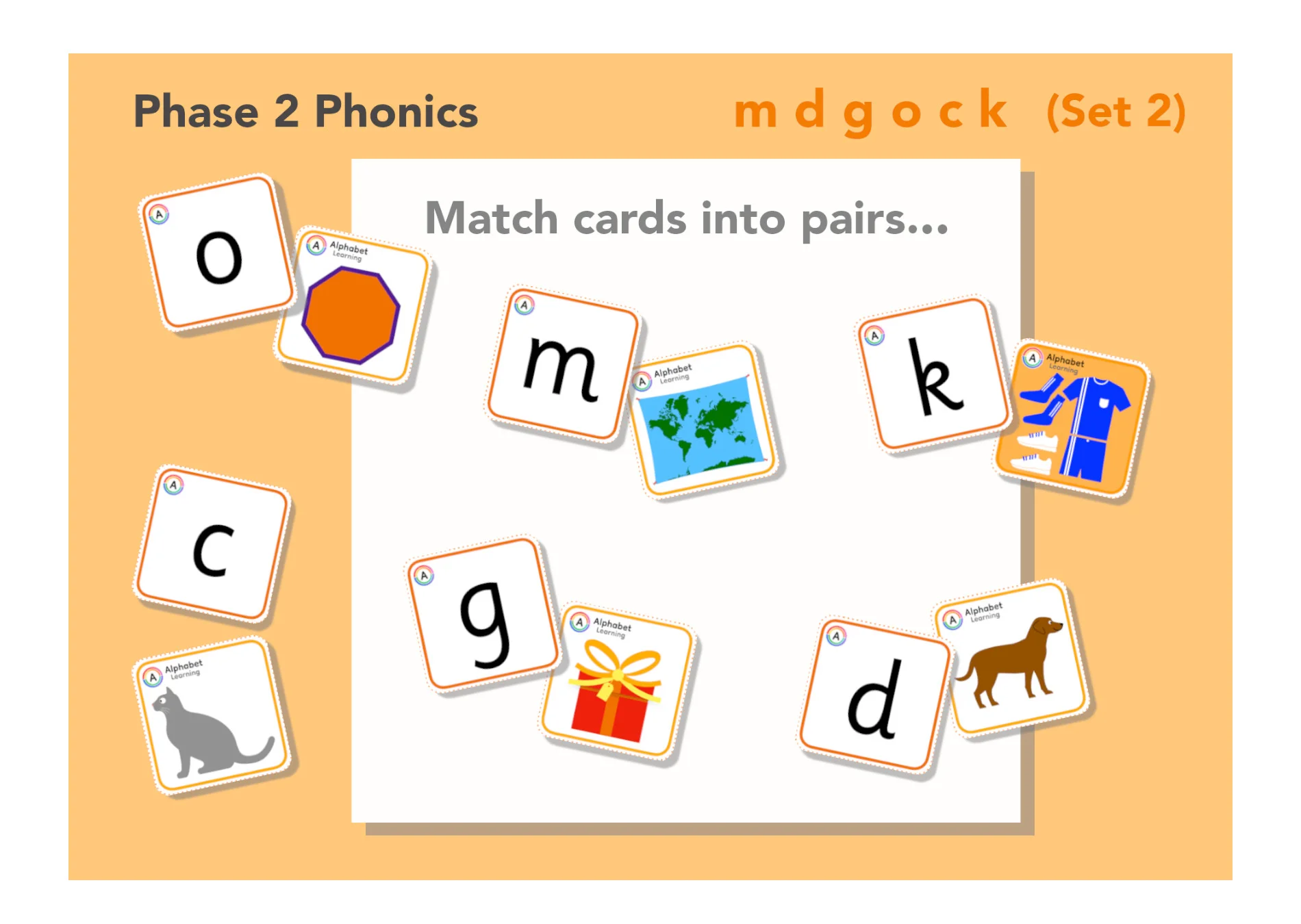 Phase 2 m d g o c k Letter/picture match cards (with answers) Set 2