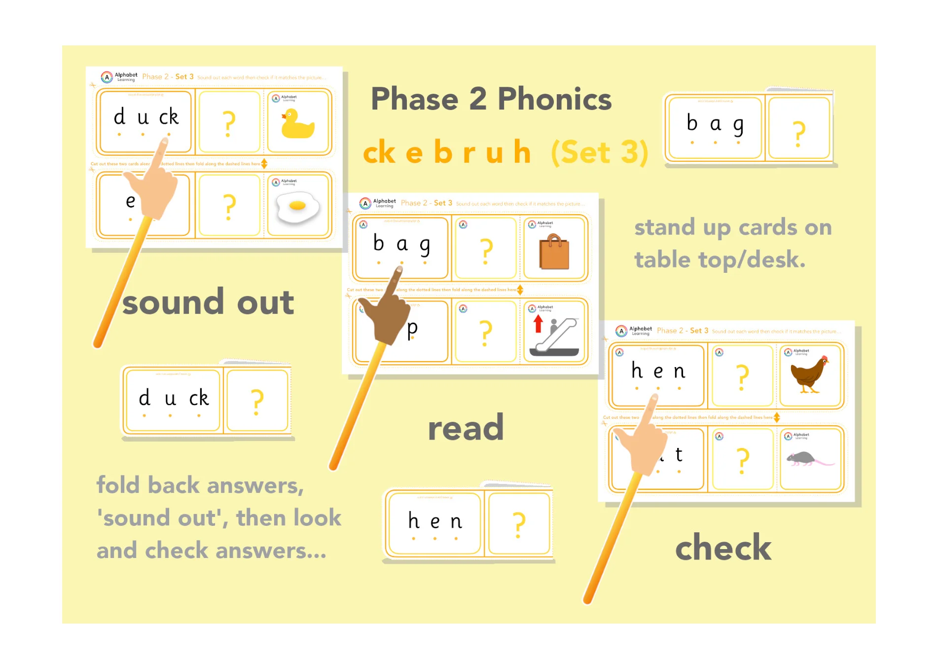 Phase 2 Sound out practise Reading words (Yellow Set)