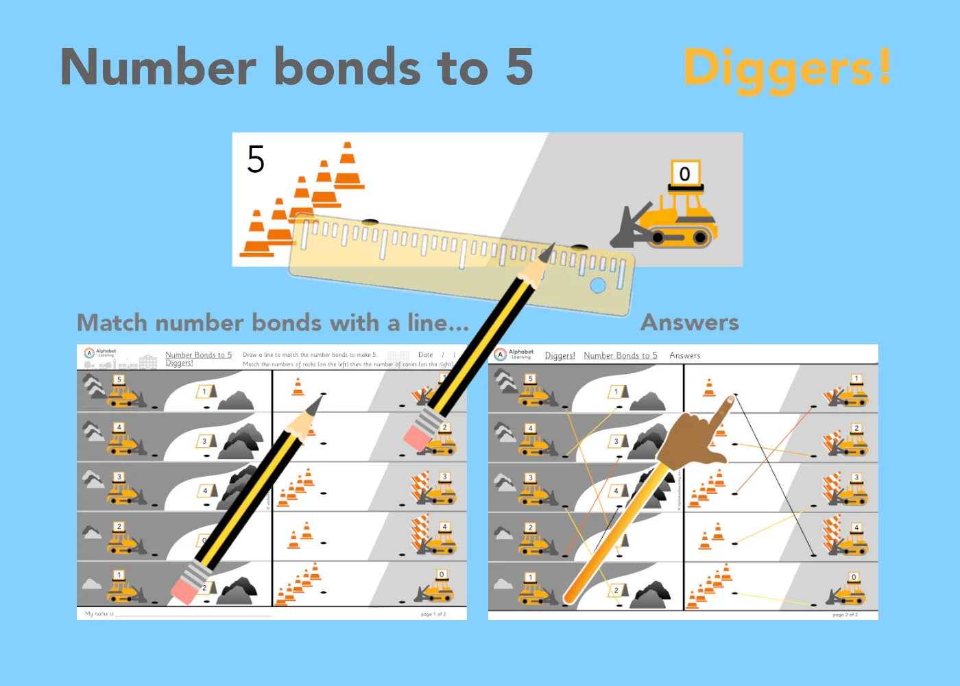 Number bonds to 5 Diggers