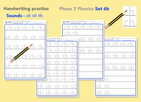 Handwriting Phase 3 Phonics zz qu ng ch sh th (Set 6) additional preview 2