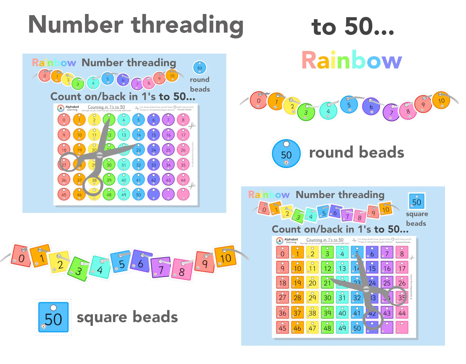 Threading Counting/ordering numbers to 50 (and back)