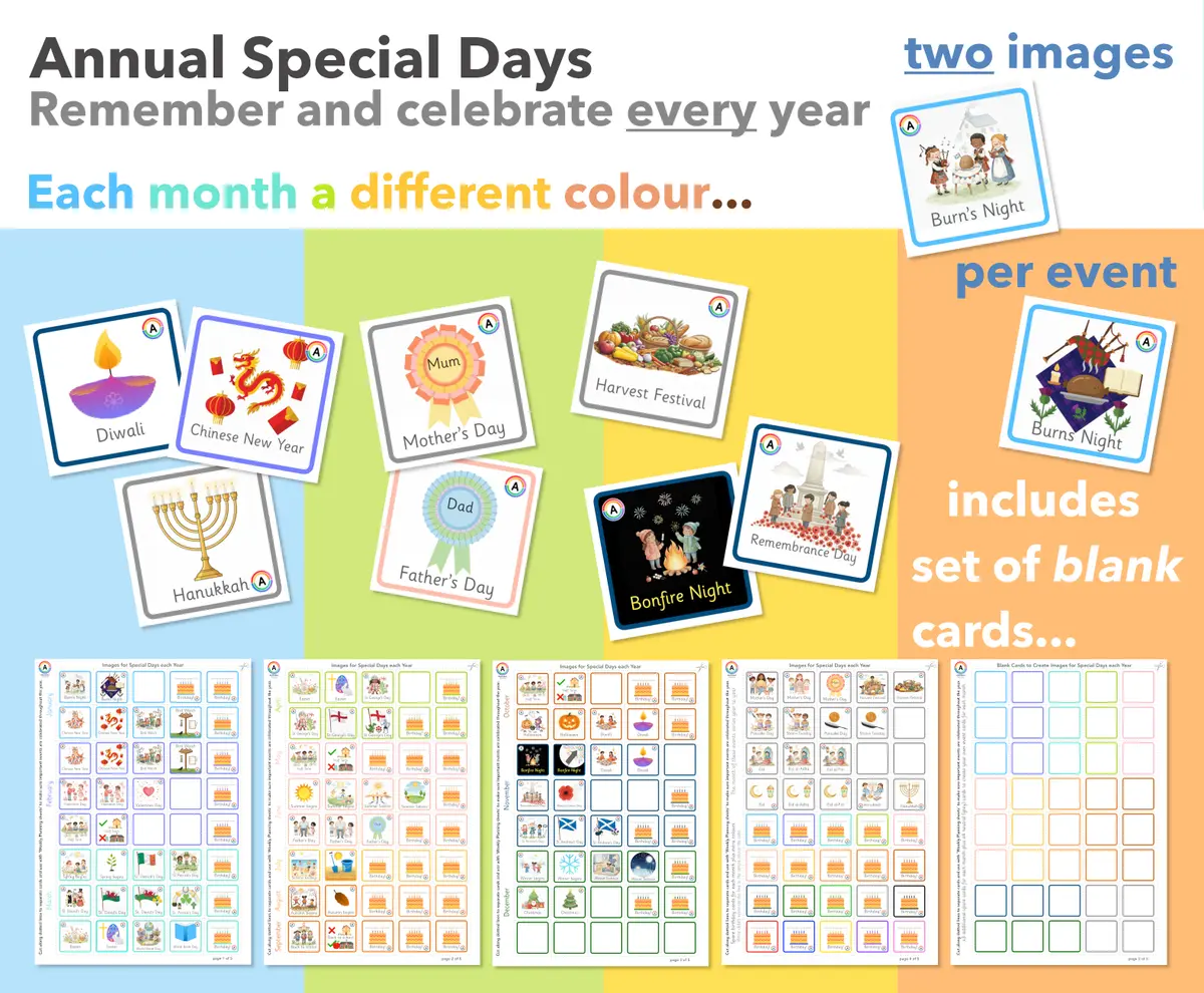 Annual special days and celebrations printable image cards (EYFS and KS1) main preview