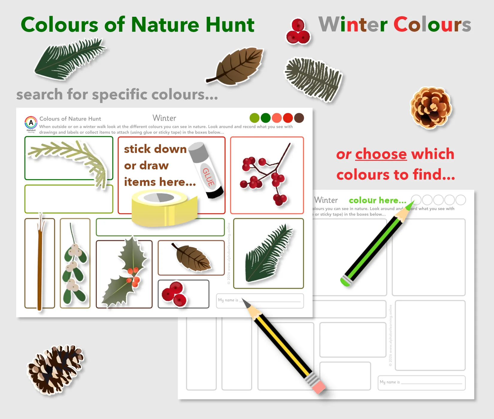 Nature Hunt Winter Walk Collecting Colours Scavenger Hunt | EYFS & KS1 Activity