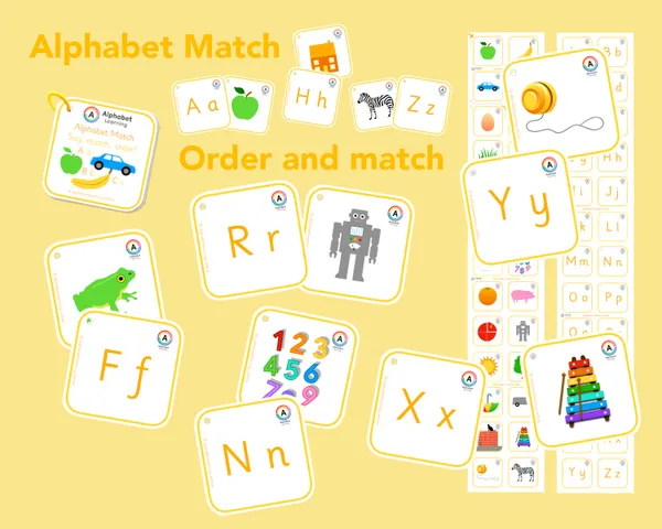 Alphabet matching set pictures and letters matching cards (EYFS)