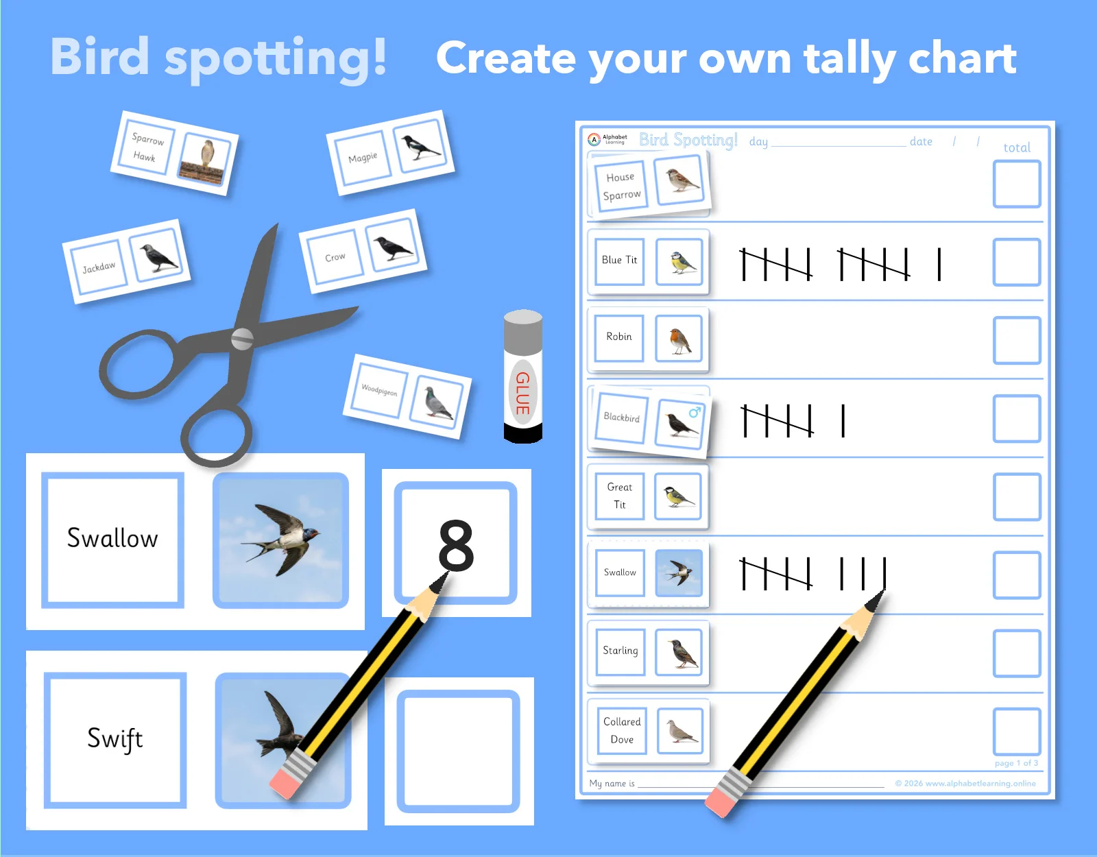 Bird Spotting - observe, record, count / Create your own tally sheet