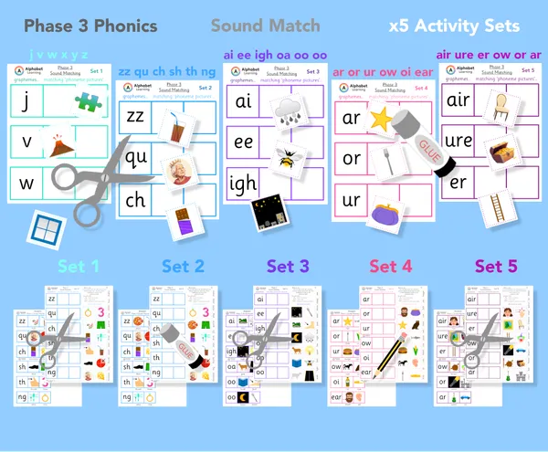Phase 3 cut, match and stick (Sets 1-5)