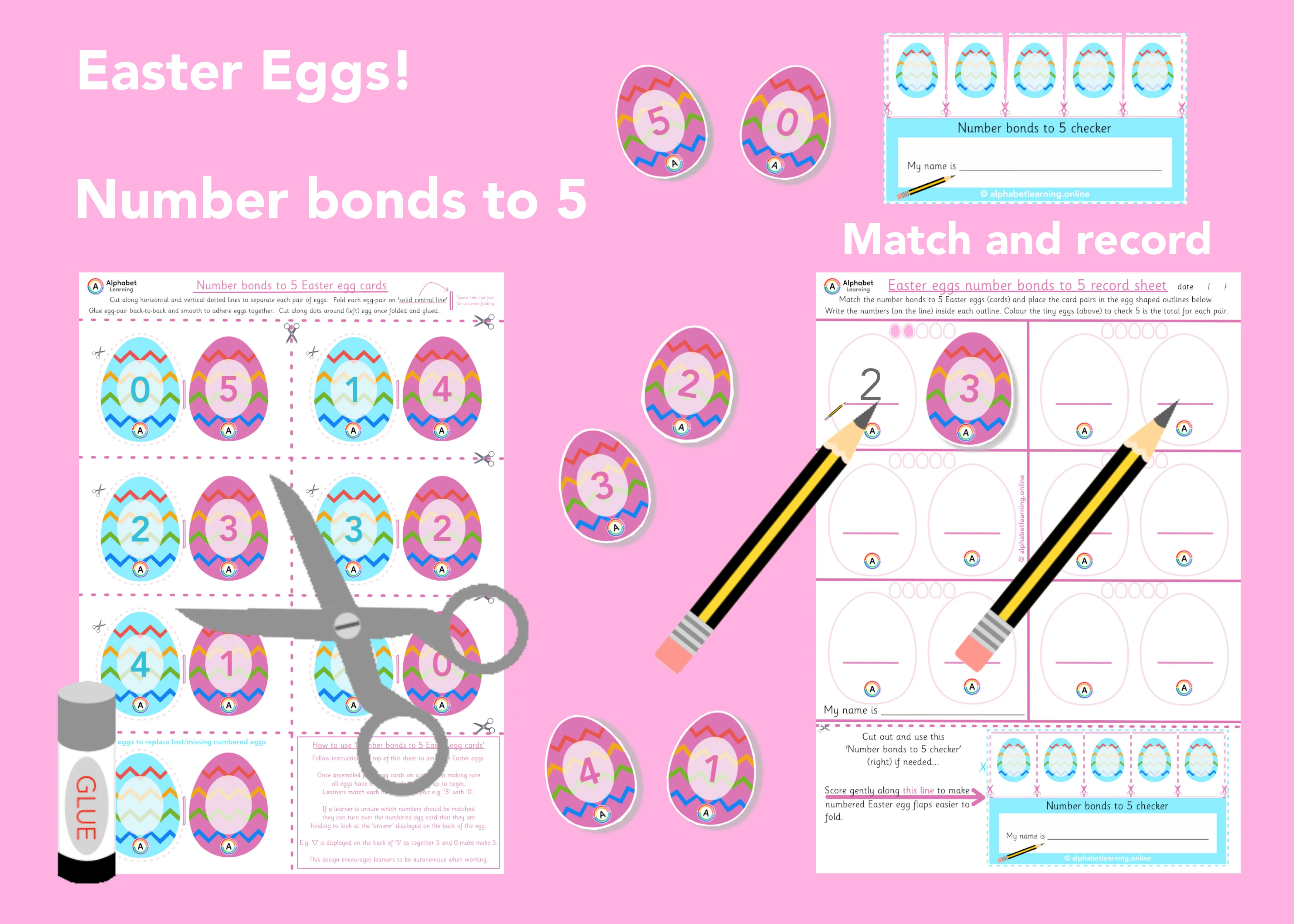 Number bonds to 5 Easter Egg matching