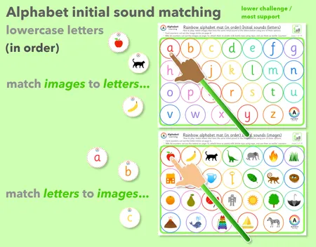 Alphabet Matching Lowercase letters with initial sounds Phonics activity mats additional preview 1