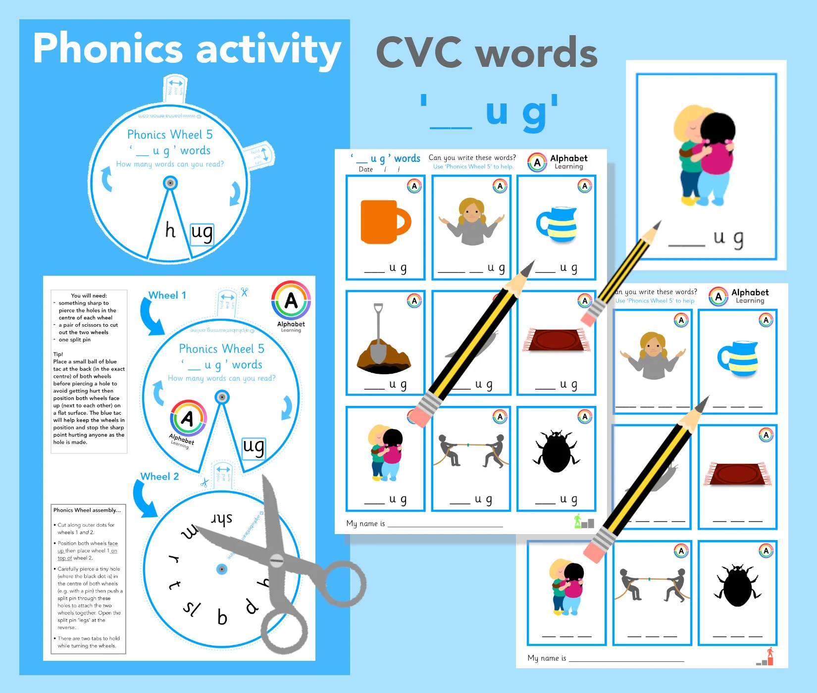 Phonics Wheel CVC '-ug' Words