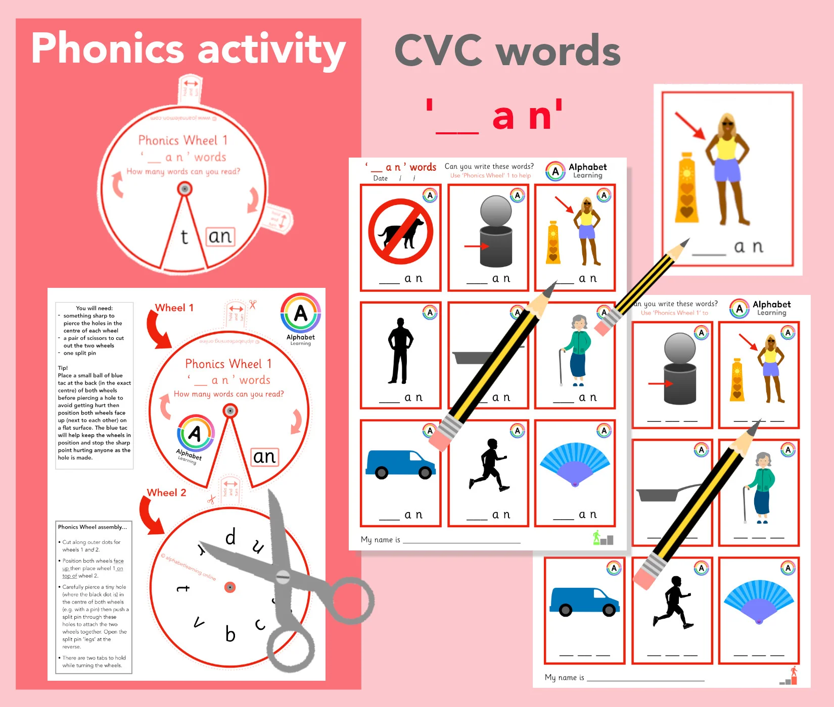 Phonics Wheel CVC '-an' Words (Phase 2 Words)
