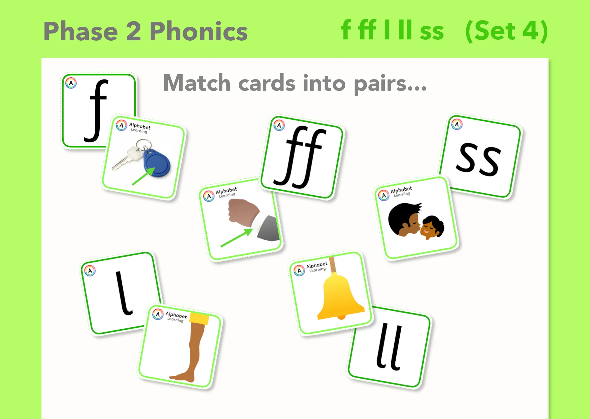 Phase 2 'f ff l ll ss' Grapheme/picture match cards (Set 4/4)