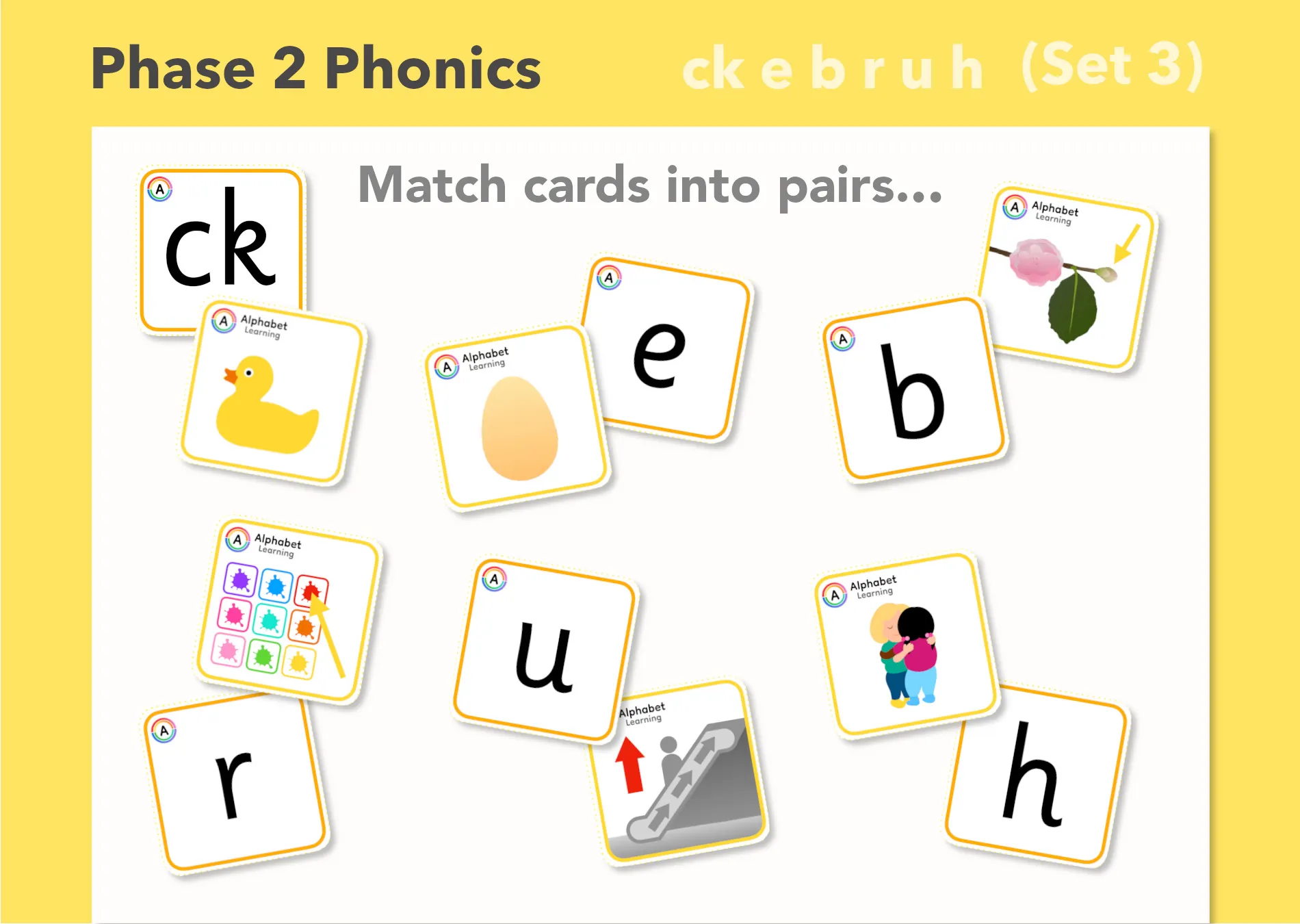 Phase 2 'ck e u r b h' Grapheme/picture match cards (Set 3/4) main preview