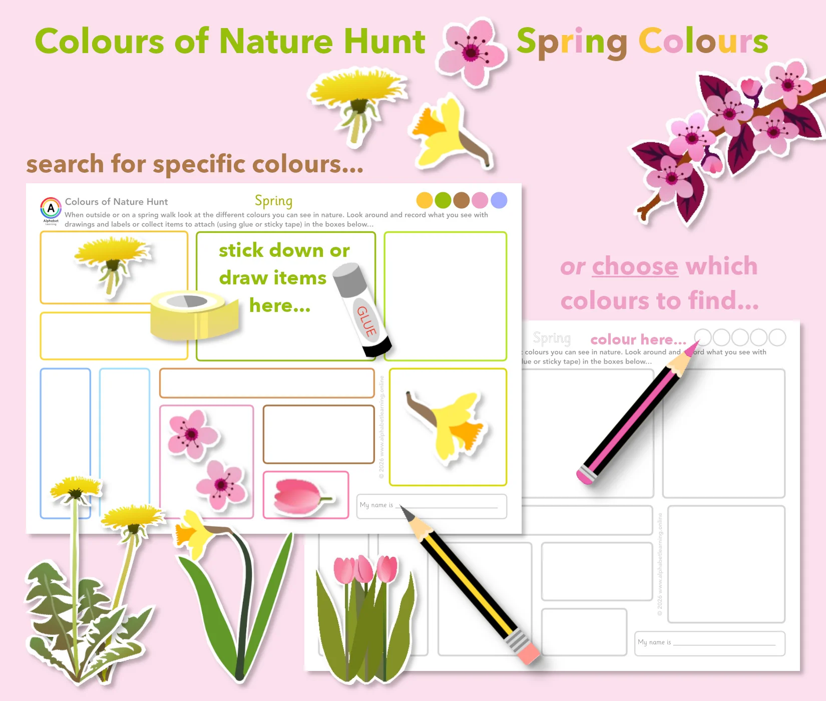 Nature Hunt Spring Walk Collecting Colours Scavenger Hunt | EYFS & KS1 Activity