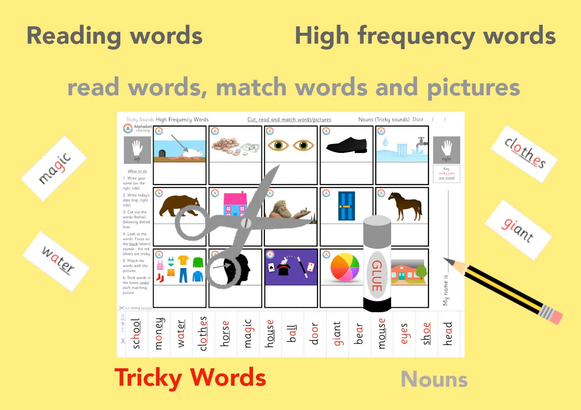 Reading High Frequency words - Nouns (Tricky Words) main preview