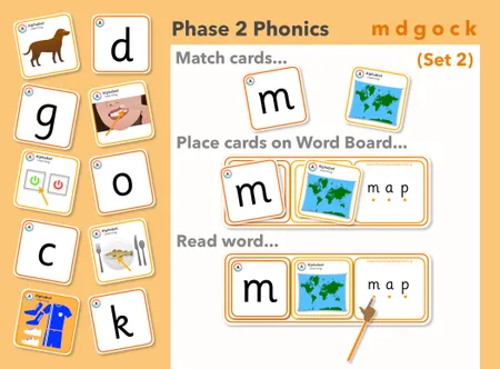Phase 2 Grapheme/Picture Match: Reading VC/CVC Words (x4 Sets) additional preview 2