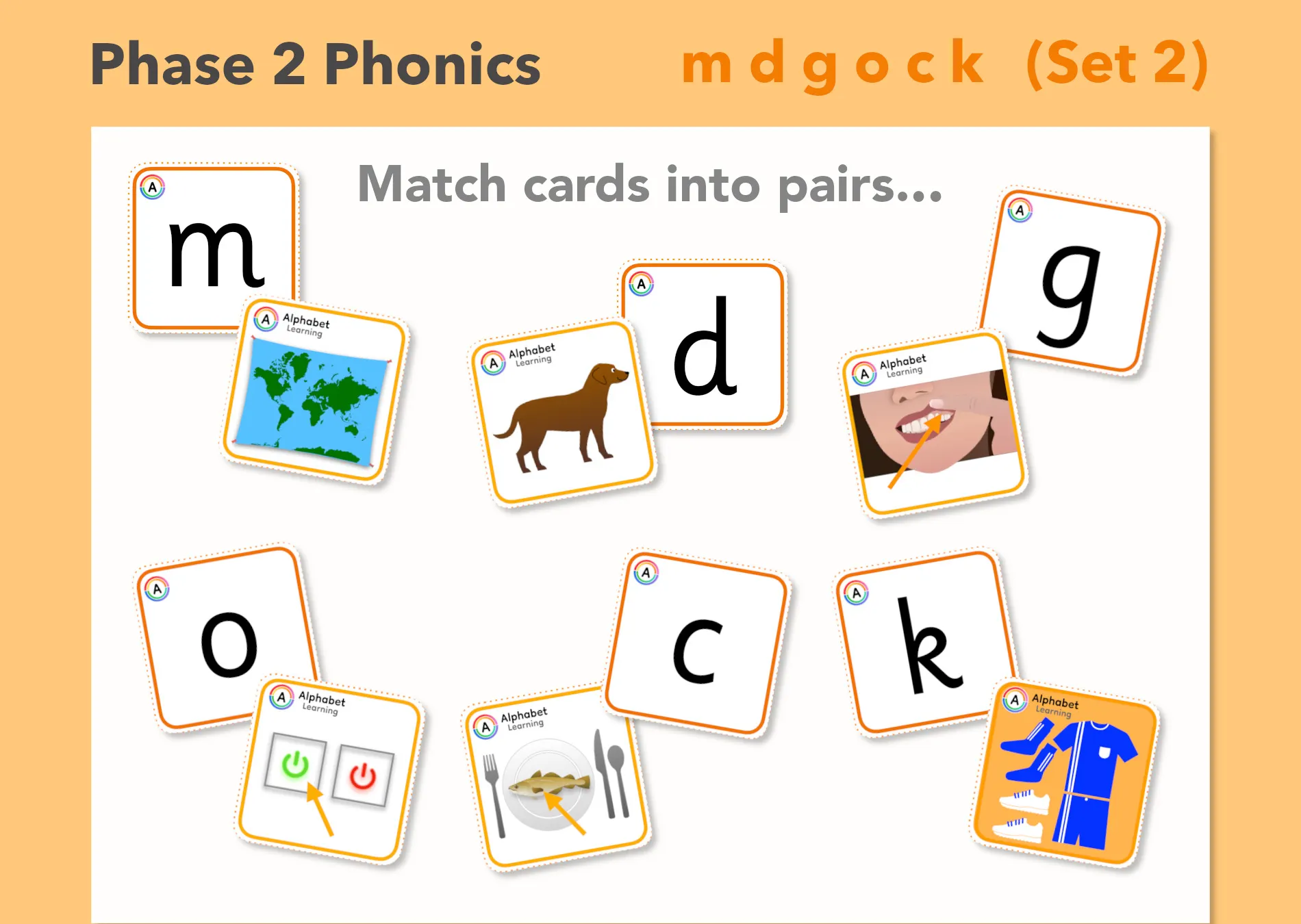 Phase 2 'm d g o c k' Grapheme/picture match cards (Set 2/4) main preview
