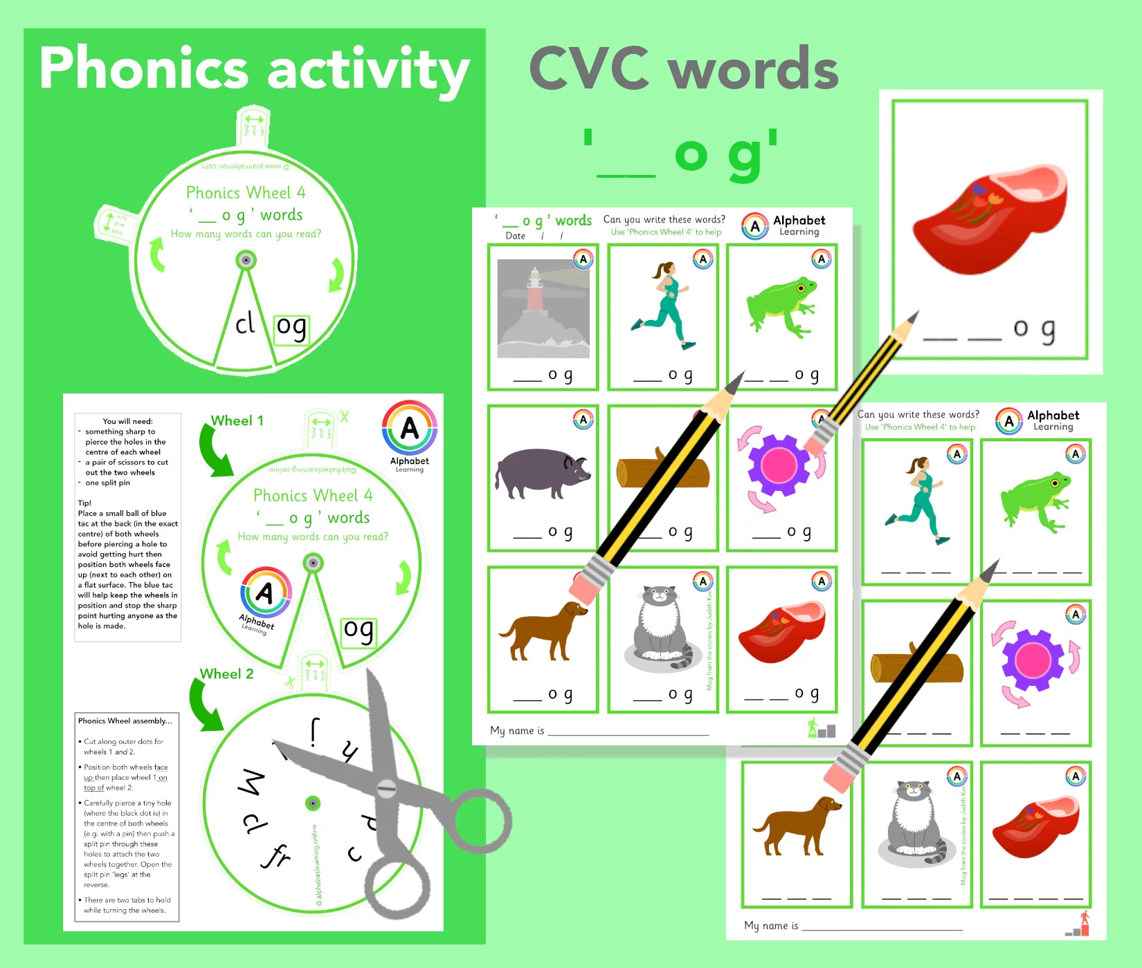 Phonics Wheel CVC '-og' Words