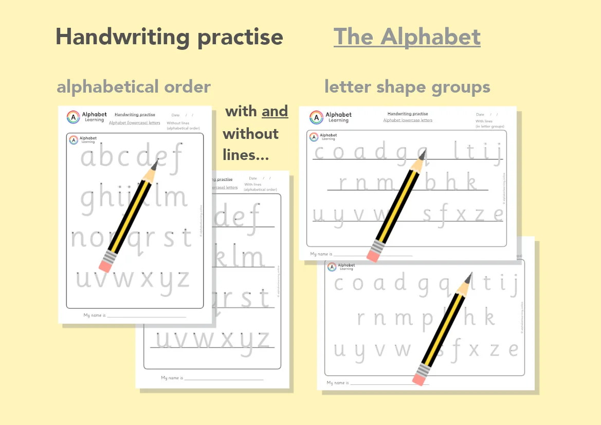 Handwriting practise - the alphabet