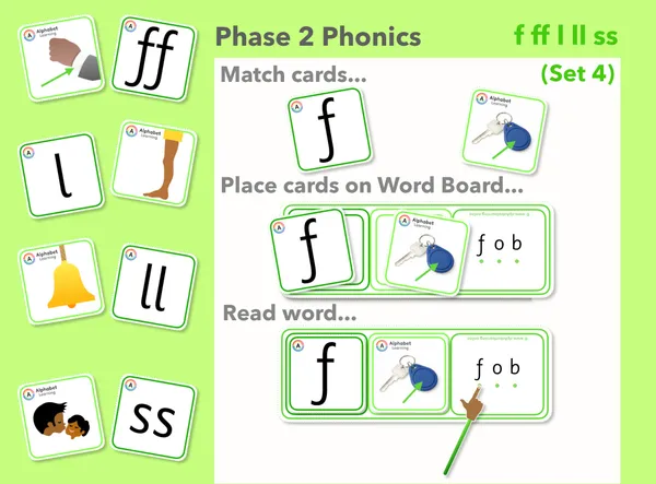 f ff l ll ss Phase 2 match and reading words (Set 4 of 4)