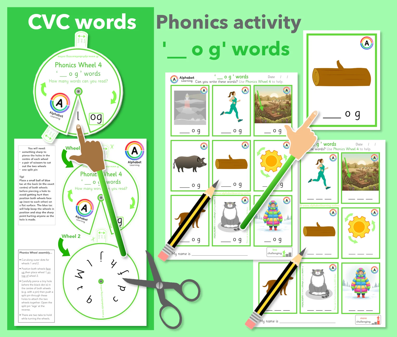 Phonics Wheel CVC '-og' Words