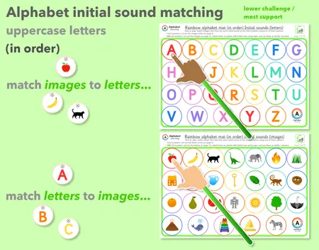 Alphabet Matching Uppercase letters with initial sounds Phonics activity mats additional preview 1