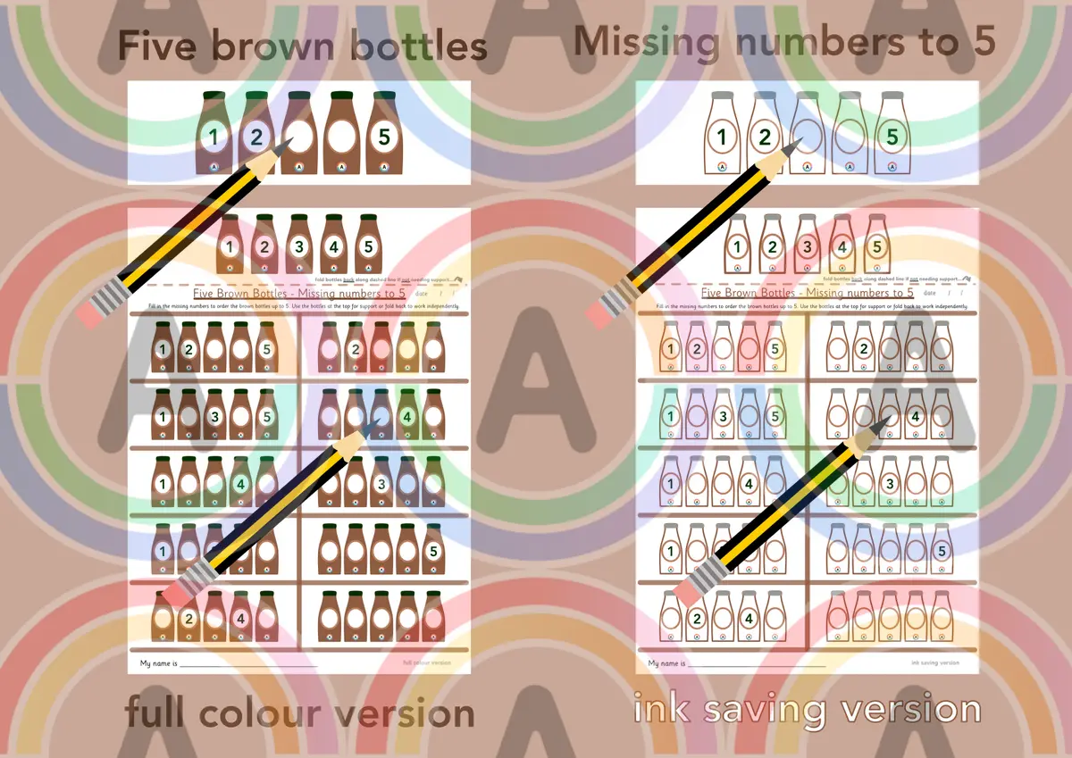 Missing numbers to 5 - Five Brown Bottles main preview