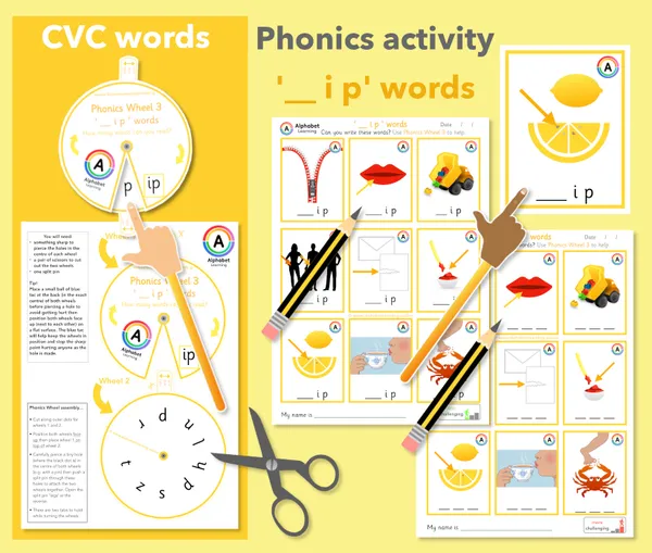 Phonics Wheel CVC '-ip' Words