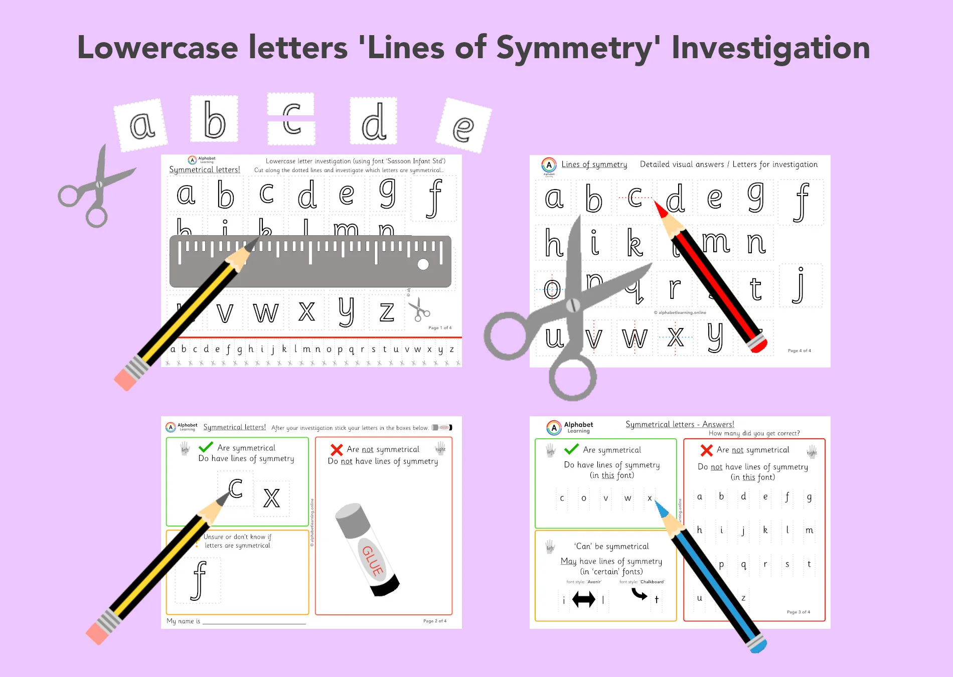Lines of Symmetry Lowercase Letters Investigation